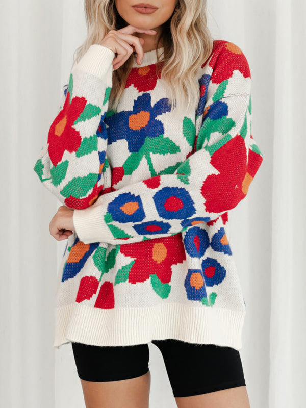 HOUSE OF VENICEFlower Embroidered Crew Neck Sweater