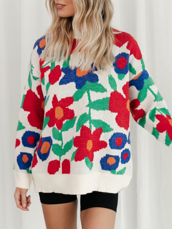 HOUSE OF VENICEFlower Embroidered Crew Neck Sweater
