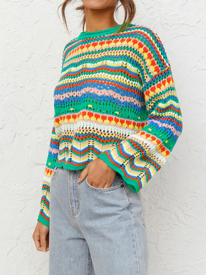 HOUSE OF VENICERound Neck Striped Knitted Sweater