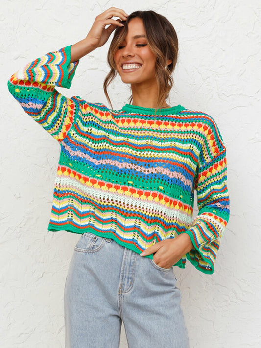 HOUSE OF VENICERound Neck Striped Knitted Sweater