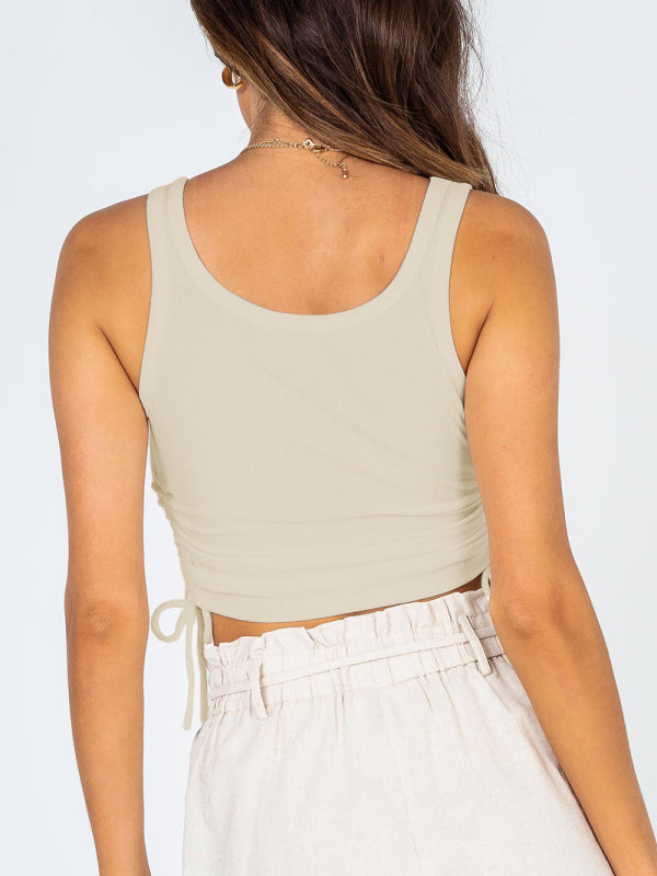 HOUSE OF VENICEWomen's Solid Color Ruched Tank Top