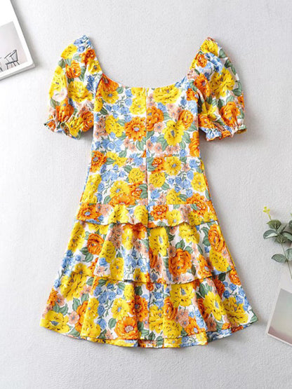 Short Sleeve Printed Dress